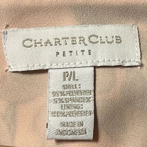 Floral Blouse Woman’s LP Petite Pink Tropical V-Neck 3/4 Sleeve Charter Club - Picture 10 of 10